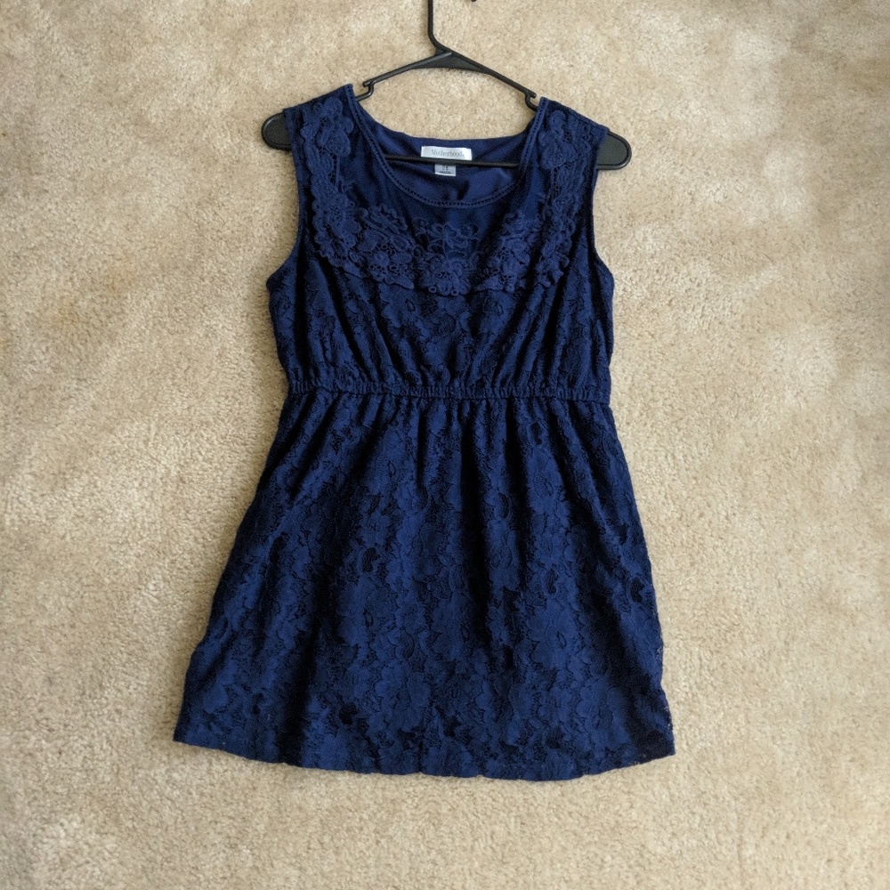Navy maternity lace tunic